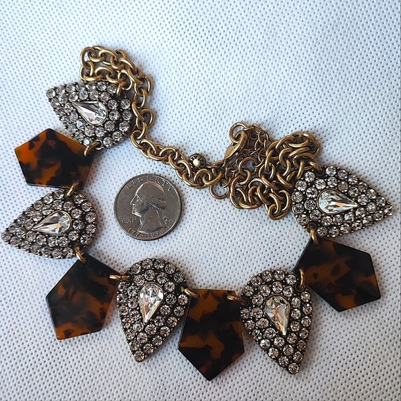 J. Crew Signed Lucite Faux Encrusted Teardrop Dramatic Statement Necklace EUC - Picture 7 of 14